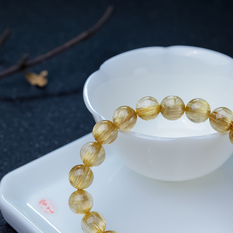 巴西猫眼钛晶单圈手串-红掌柜