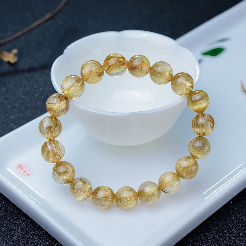 天然猫眼钛晶单圈手串-红掌柜