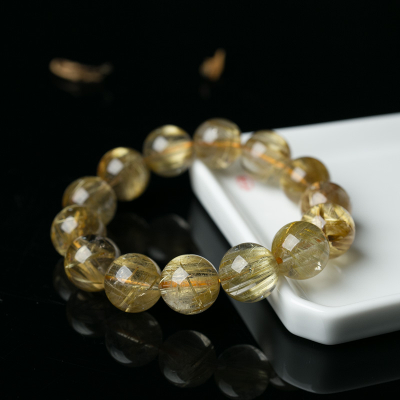 钛金发晶单圈手串-红掌柜