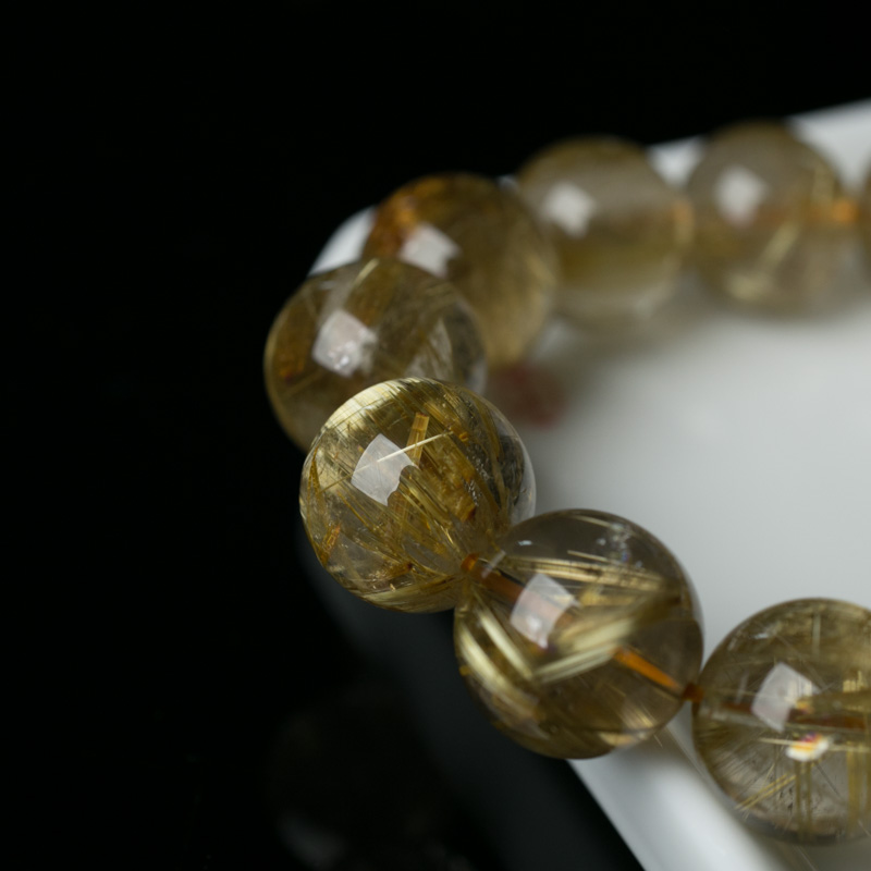 天然金发晶单圈手串-红掌柜