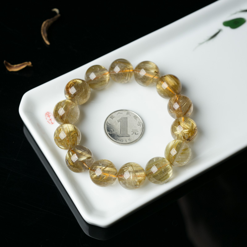 巴西天然金发晶单圈手串-红掌柜