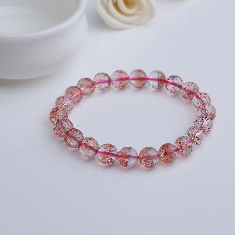 马达加斯加天然草莓晶手串-红掌柜