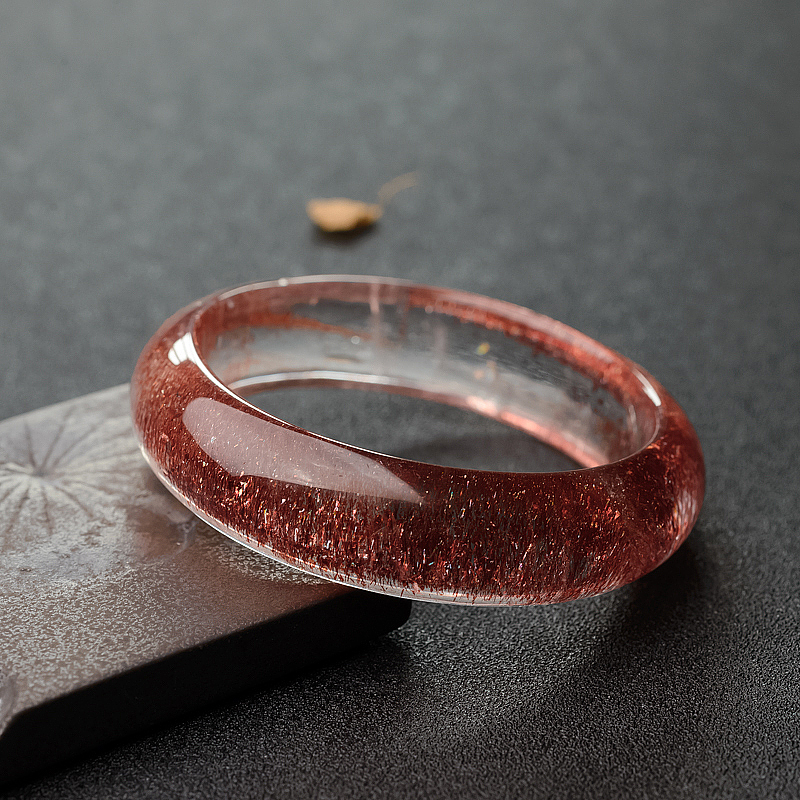 天然金草莓晶平安镯-红掌柜