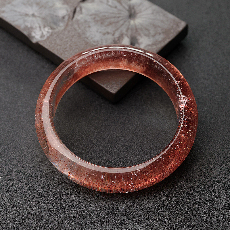 马达加斯加天然草莓晶平安镯-红掌柜