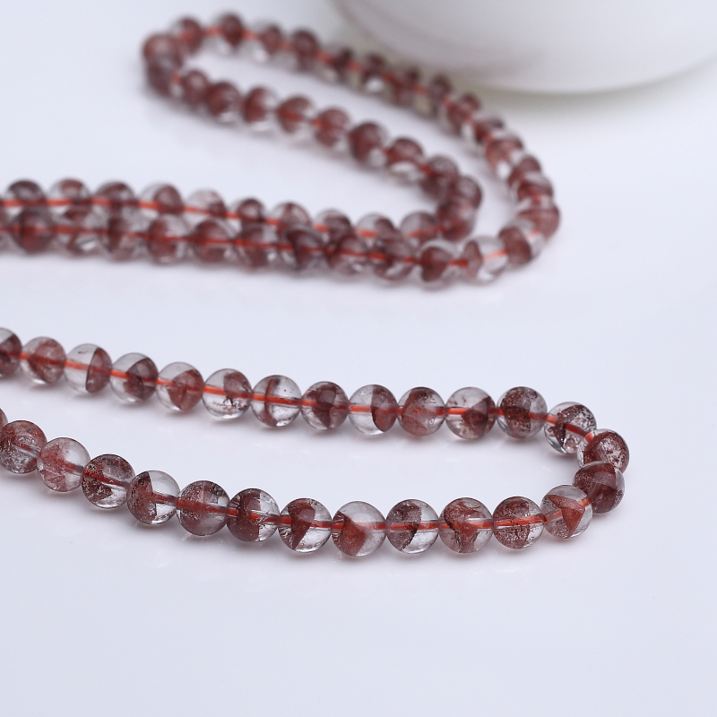 巴西天然金字塔红幽灵手串-红掌柜