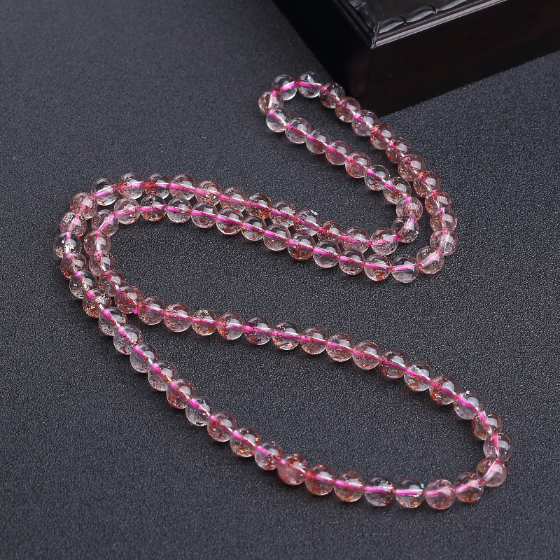 巴西天然金草莓晶多圈手串-红掌柜