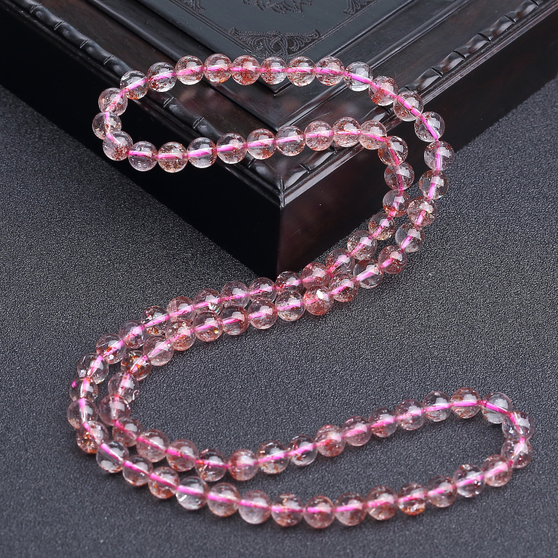 天然金草莓晶多圈手串-红掌柜