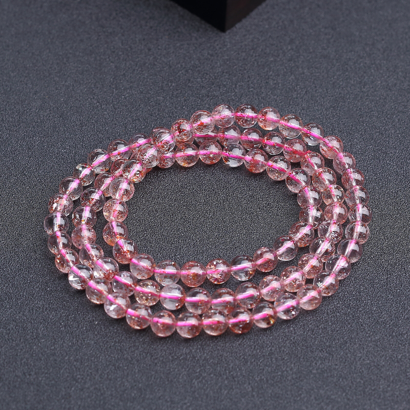 巴西金草莓晶多圈手串-红掌柜