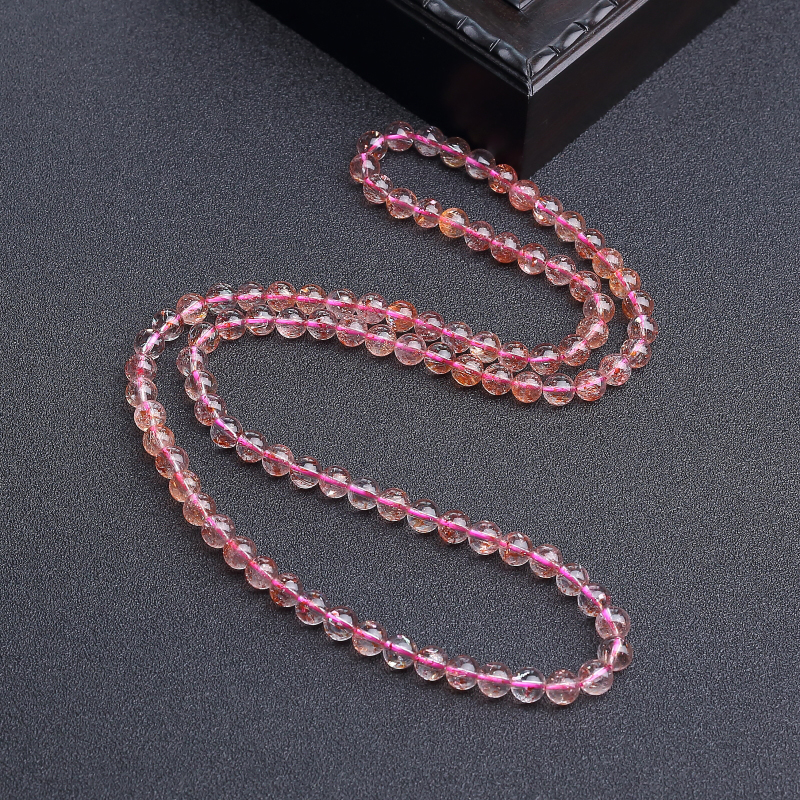 巴西天然金草莓晶多圈手串-红掌柜