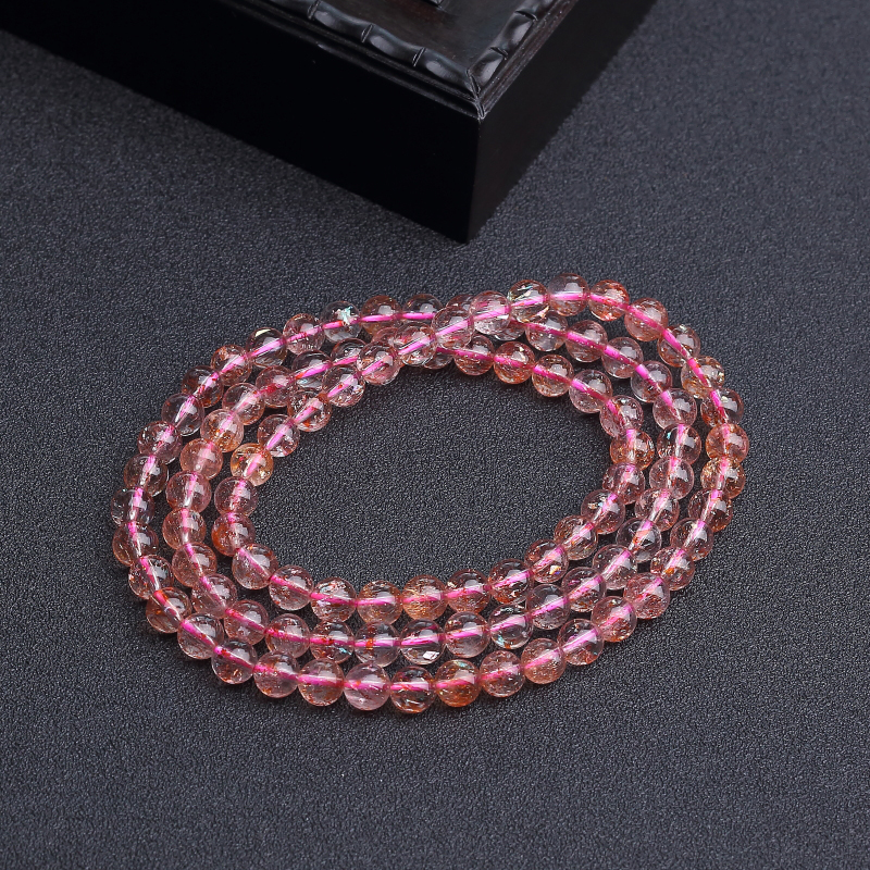 巴西金草莓晶多圈手串-红掌柜