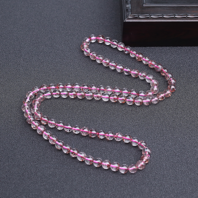 巴西天然金草莓晶多圈手串-红掌柜