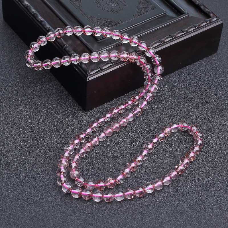 天然金草莓晶多圈手串-红掌柜