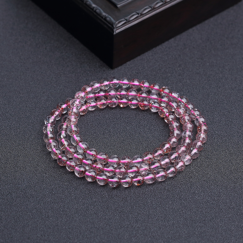 巴西金草莓晶多圈手串-红掌柜