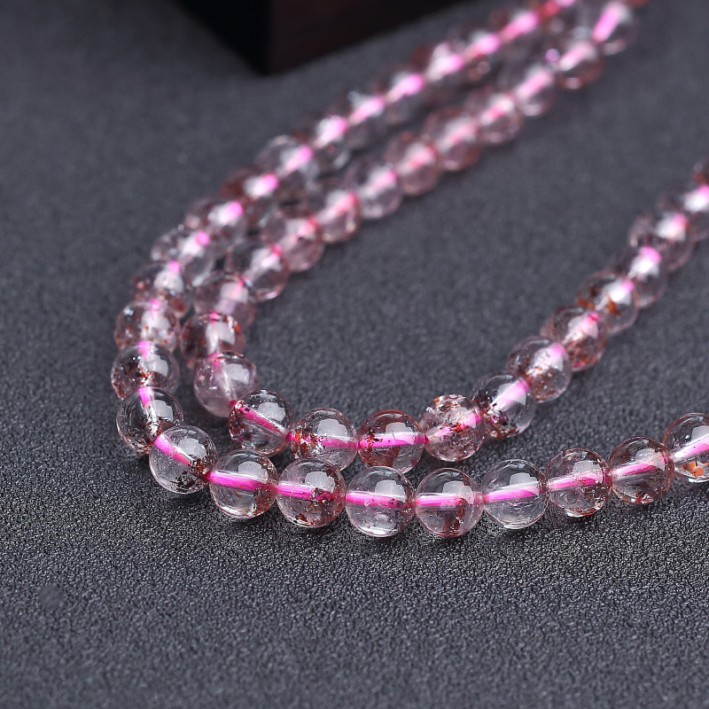 巴西天然草莓晶多圈手串-红掌柜