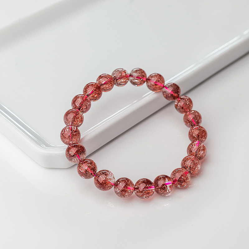 9mm草莓晶单圈手串-红掌柜