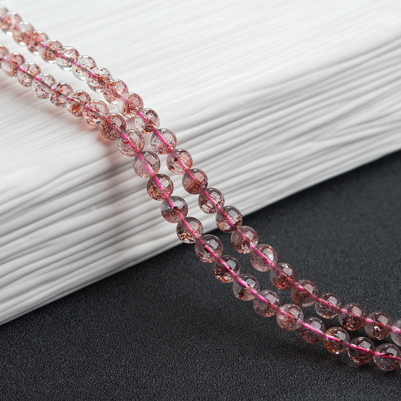 天然金草莓晶108佛珠-红掌柜