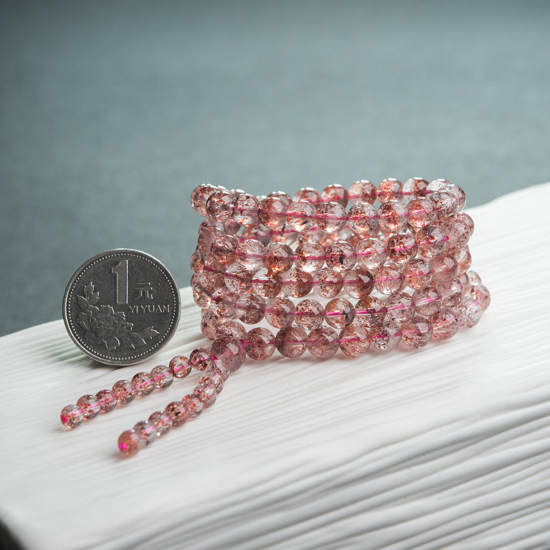 天然金草莓晶佛珠-红掌柜