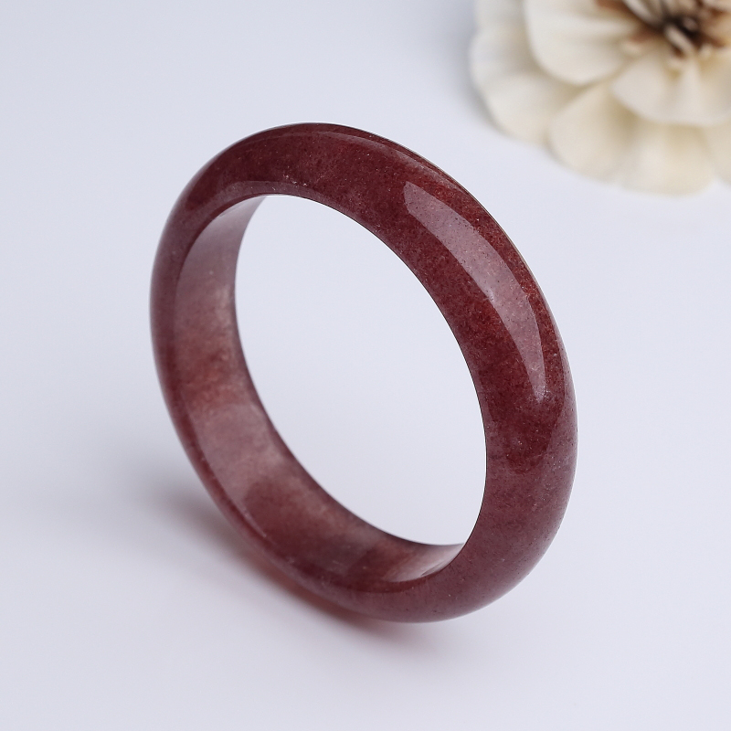 马达加斯加天然草莓晶平安镯-红掌柜