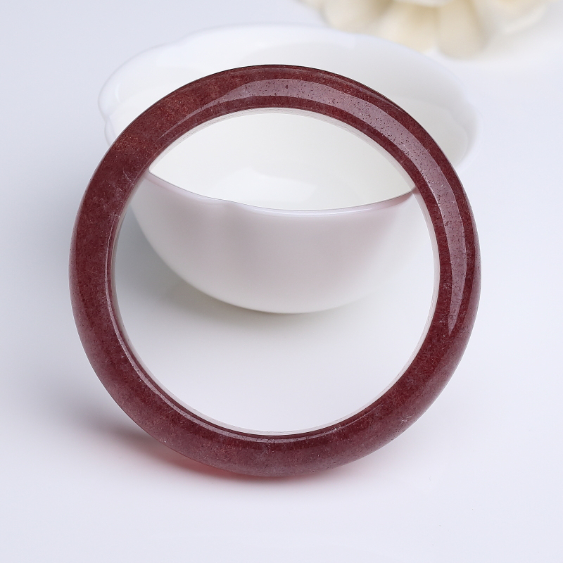 天然草莓晶平安镯-红掌柜