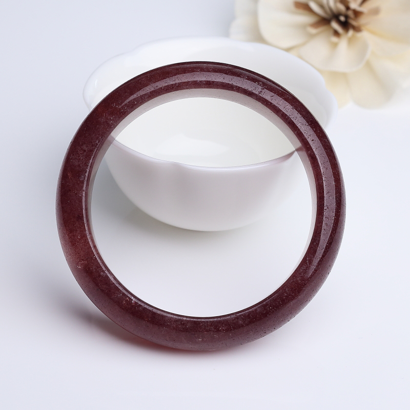 天然草莓晶平安镯-红掌柜