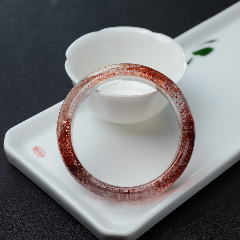 天然金草莓晶平安镯-红掌柜