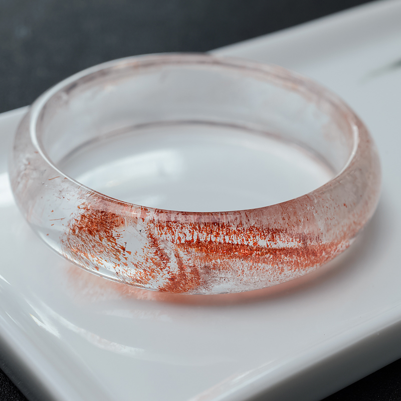 天然草莓晶平安镯-红掌柜