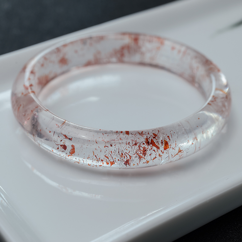 天然草莓晶平安镯-红掌柜