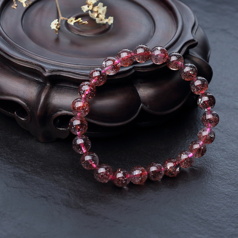 马达加斯加金草莓晶单圈手串-红掌柜