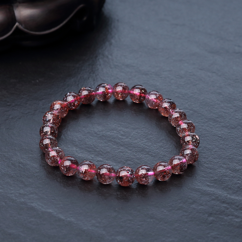 马达加斯加天然草莓晶单圈手串-红掌柜