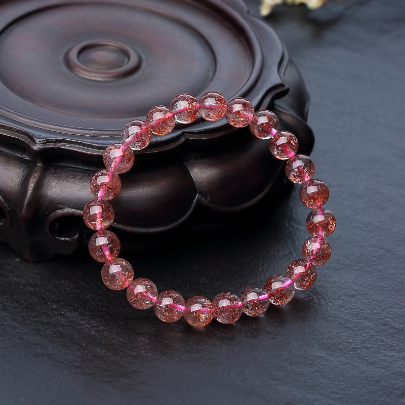 马达加斯加金草莓晶单圈手串-红掌柜