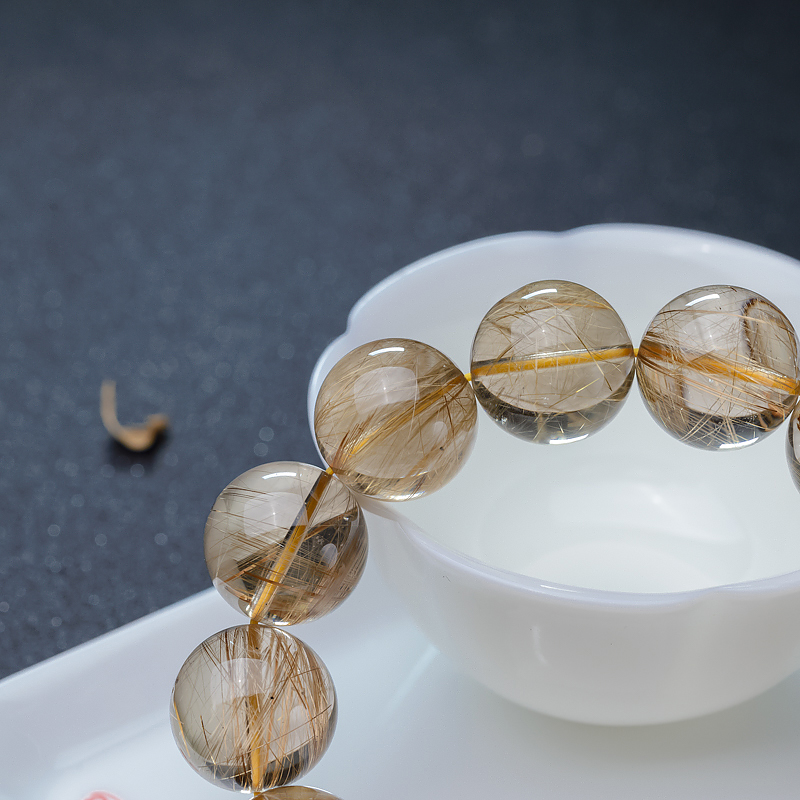 天然钛晶单圈手串-红掌柜