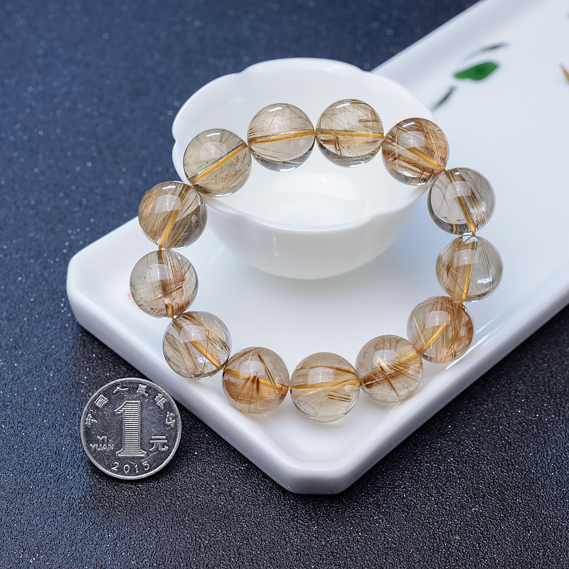 巴西钛晶单圈手串-红掌柜