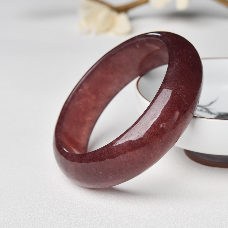 天然草莓晶平安镯 -红掌柜