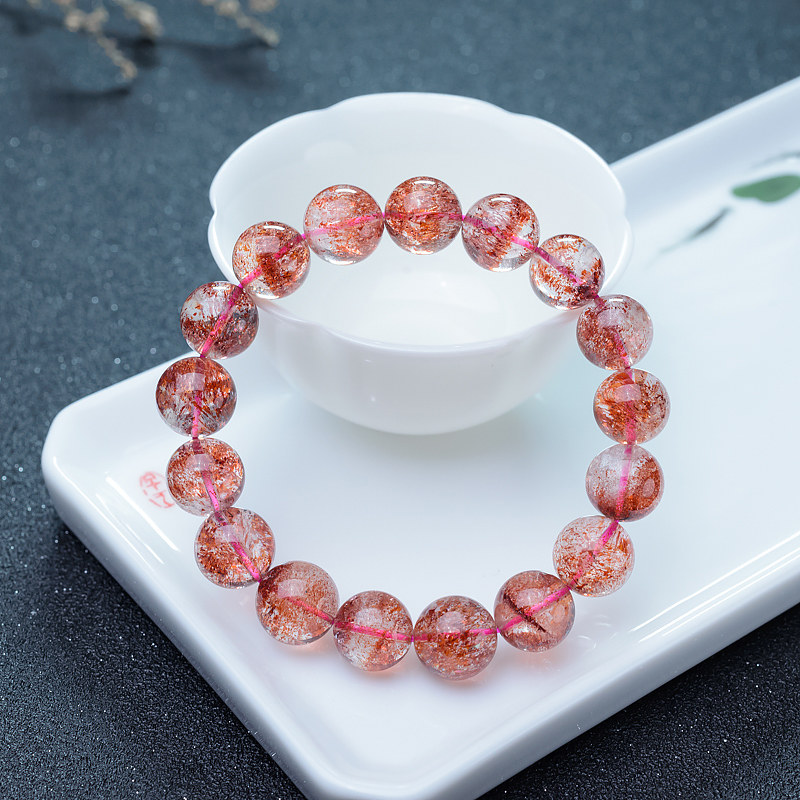 马达加斯加金草莓晶单圈手串-红掌柜