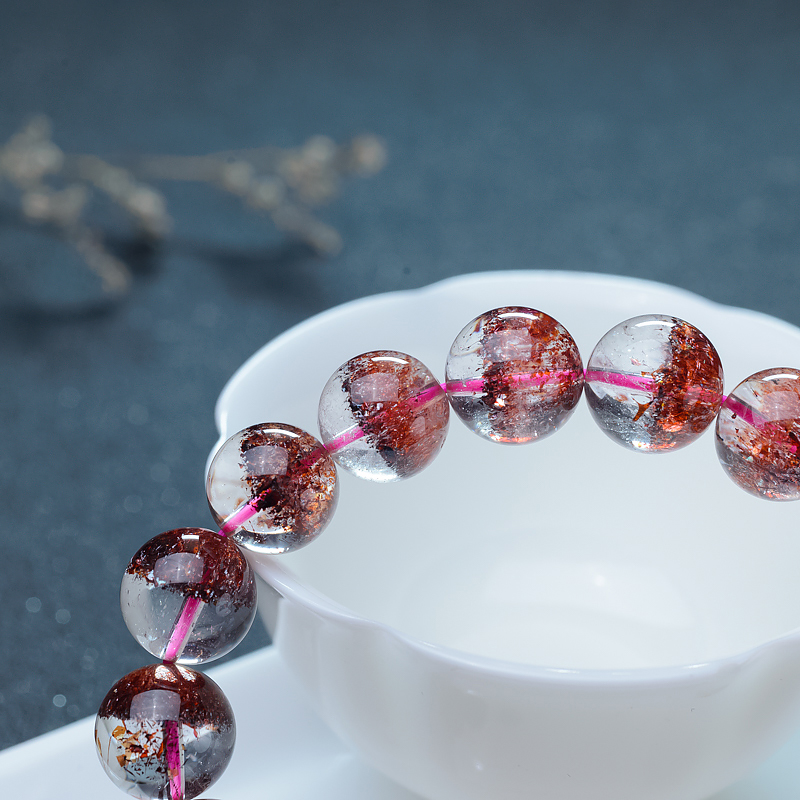 马达加斯加天然草莓晶单圈手串-红掌柜