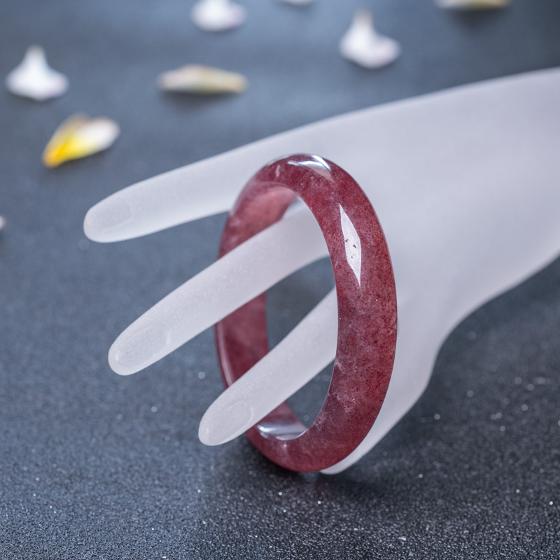 巴西天然草莓晶平安镯-红掌柜