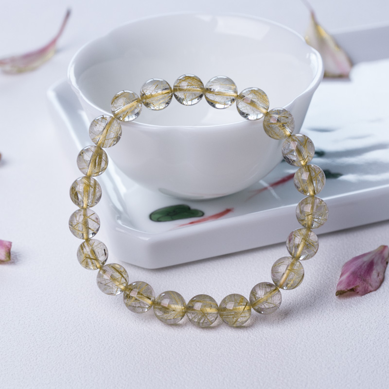 8mm金发晶单圈手串-红掌柜