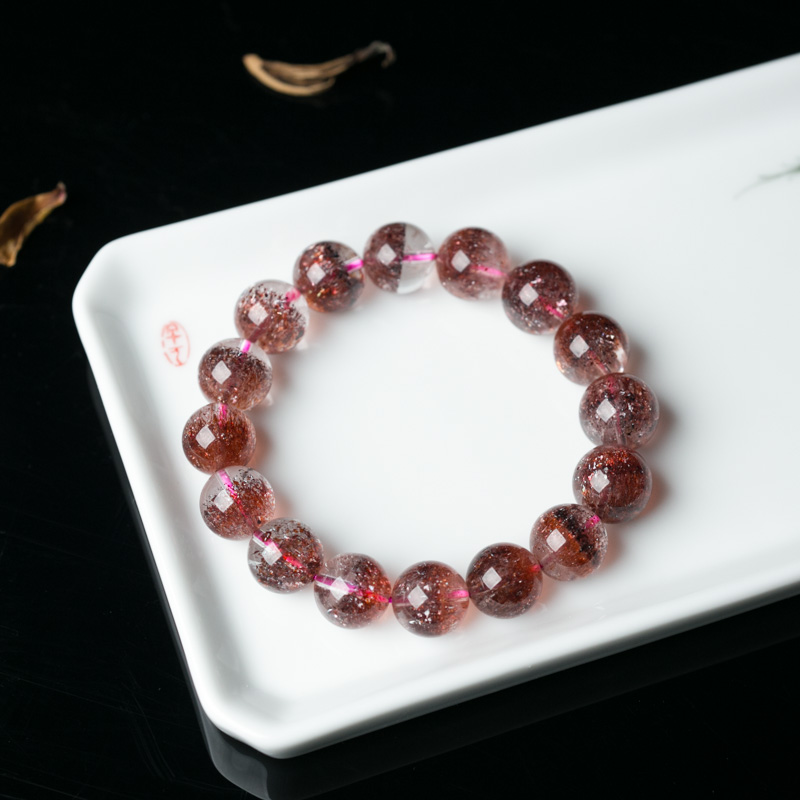 13.3mm金草莓晶单圈手串-红掌柜