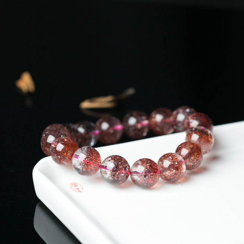 天然金草莓晶手串-红掌柜