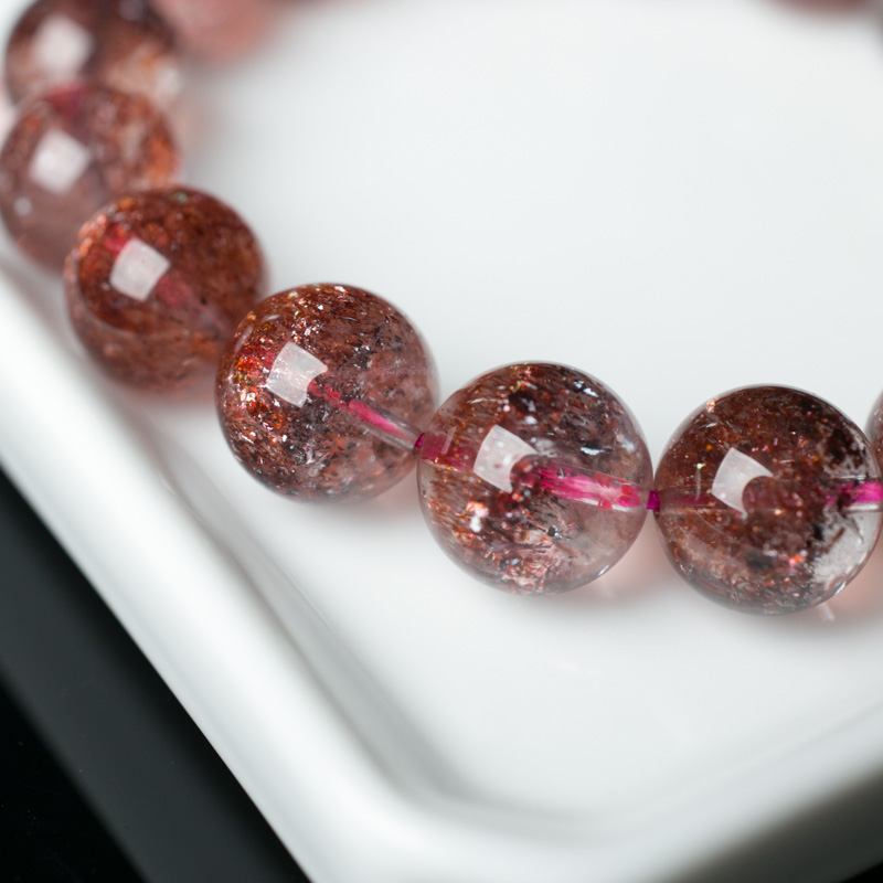 马达加斯加金草莓晶单圈手串-红掌柜