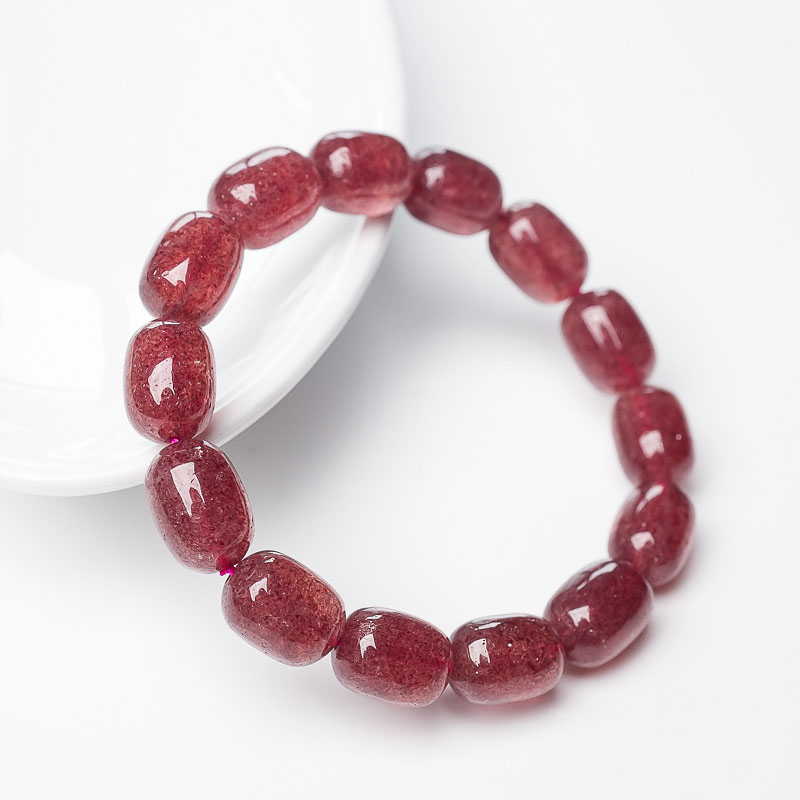 草莓晶桶珠单圈手串-红掌柜