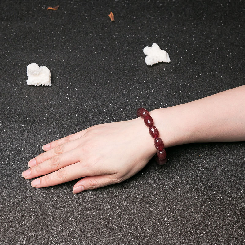 草莓晶桶珠手串-红掌柜