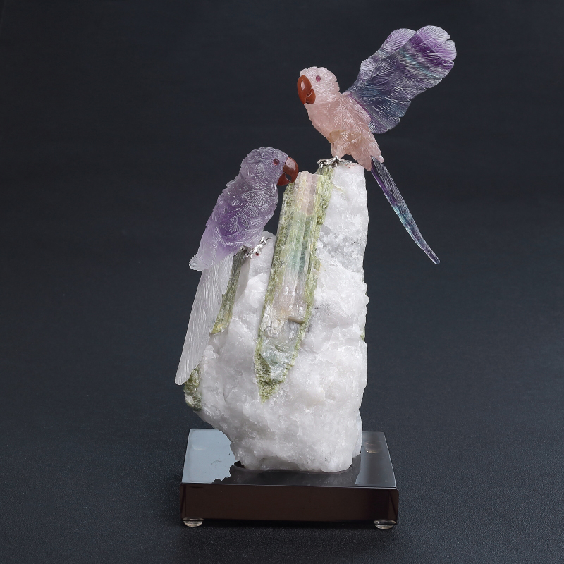 原矿水晶鹦鹉摆件-红掌柜
