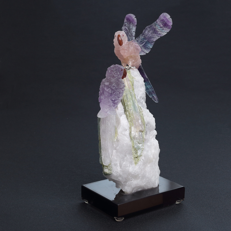 水晶鹦鹉摆件