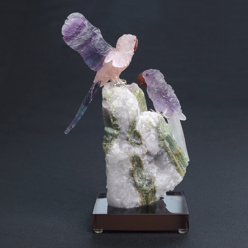 水晶鹦鹉摆件-红掌柜