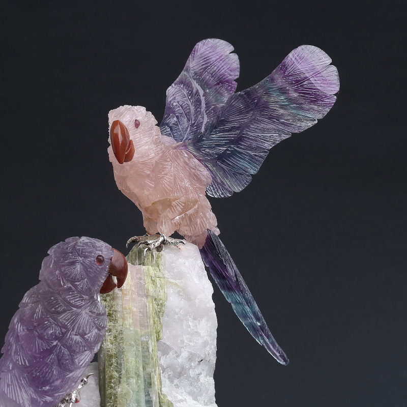 水晶鹦鹉摆件-红掌柜