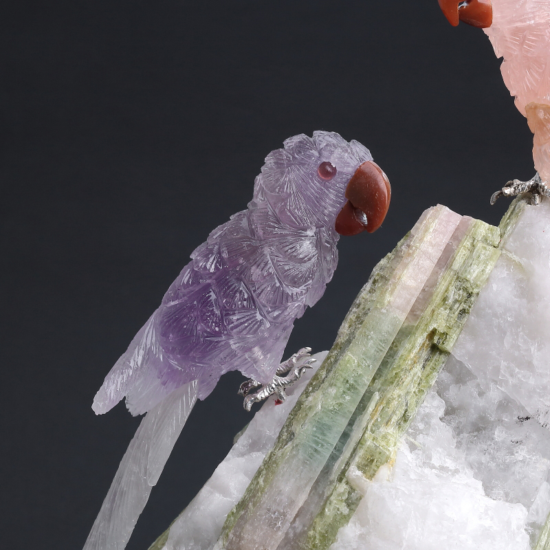 天然水晶鹦鹉摆件-红掌柜