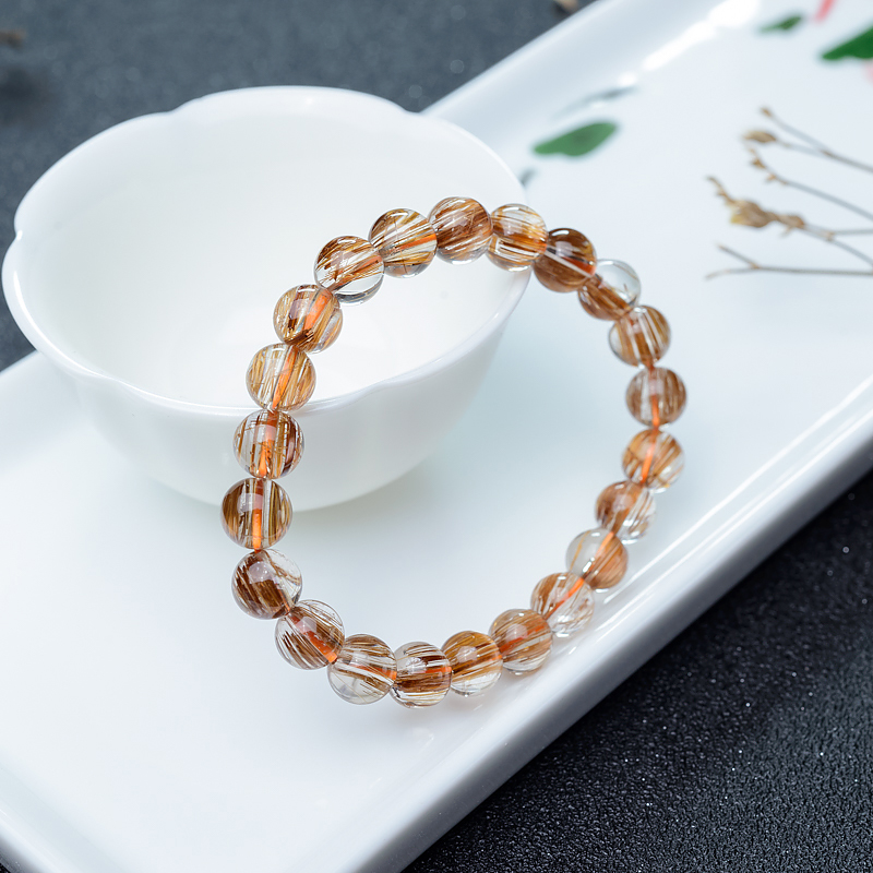 猫眼铜发晶单圈手串-红掌柜