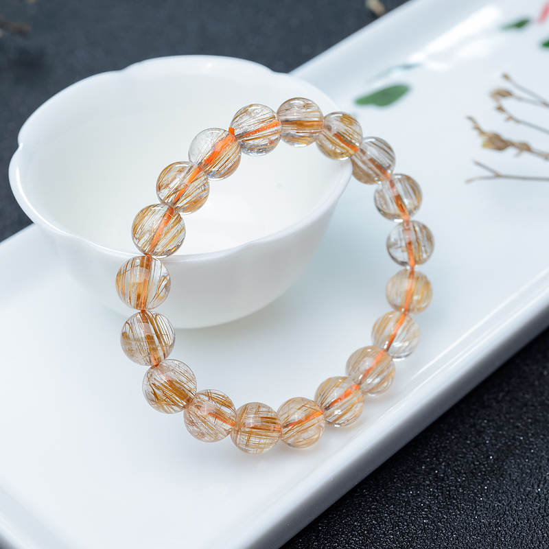 猫眼铜发晶单圈手串-红掌柜