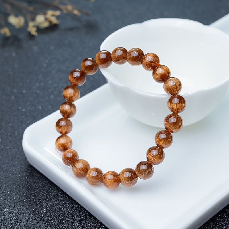 8.5mm猫眼铜发晶单圈手串-红掌柜